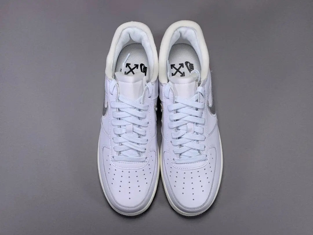 Nike Air Force 1 Off-White sneaker with deconstructed design and zip tie

