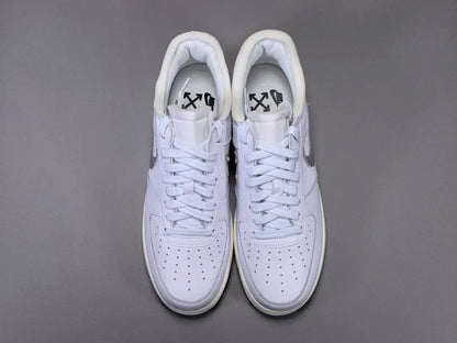 Nike Air Force 1 Off-White sneaker with deconstructed design and zip tie
