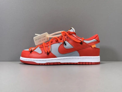 Nike Dunk Off White University Red grey low top sneaker side view