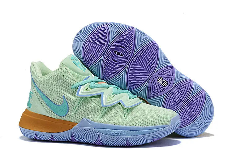 Nike Kyrie 5 x SpongeBob Squidward basketball shoes – teal low-top sneakers with Zoom Air cushioning and character-inspired design