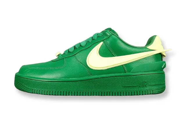Nike Air Force 1 x AMBUSH Pine Green sneaker with oversized Swoosh design
