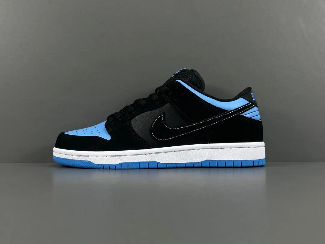 Nike SB Dunk Low Black University Blue sneaker premium leather suede limited edition skateboarding streetwear shoe