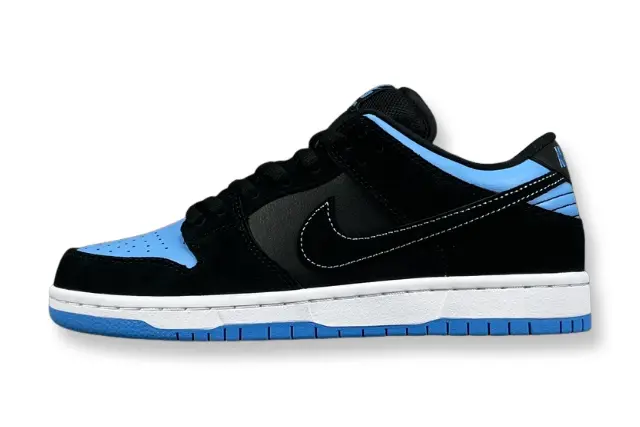 Nike SB Dunk Low Black University Blue sneaker premium leather suede limited edition skateboarding streetwear shoe