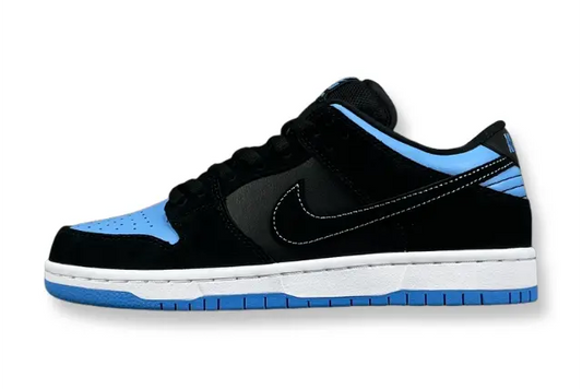 Nike SB Dunk Low Black University Blue sneaker premium leather suede limited edition skateboarding streetwear shoe