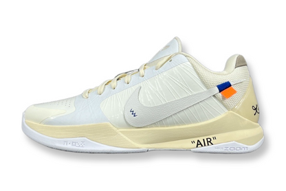 Nike Kobe 5 x Off-White collaborative basketball shoes with deconstructed design details
