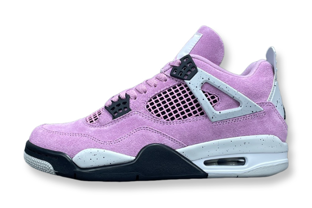 Air Jordan 4 Orchid sneakers side view pastel pink retro basketball shoes iconic style
