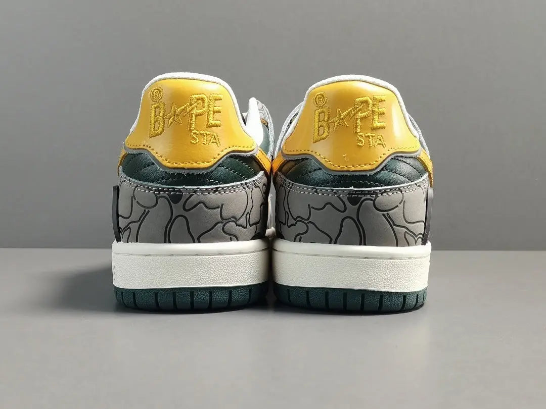 BAPE SK8 STA sneakers grey mustard yellow streetwear casual premium stylish shoes