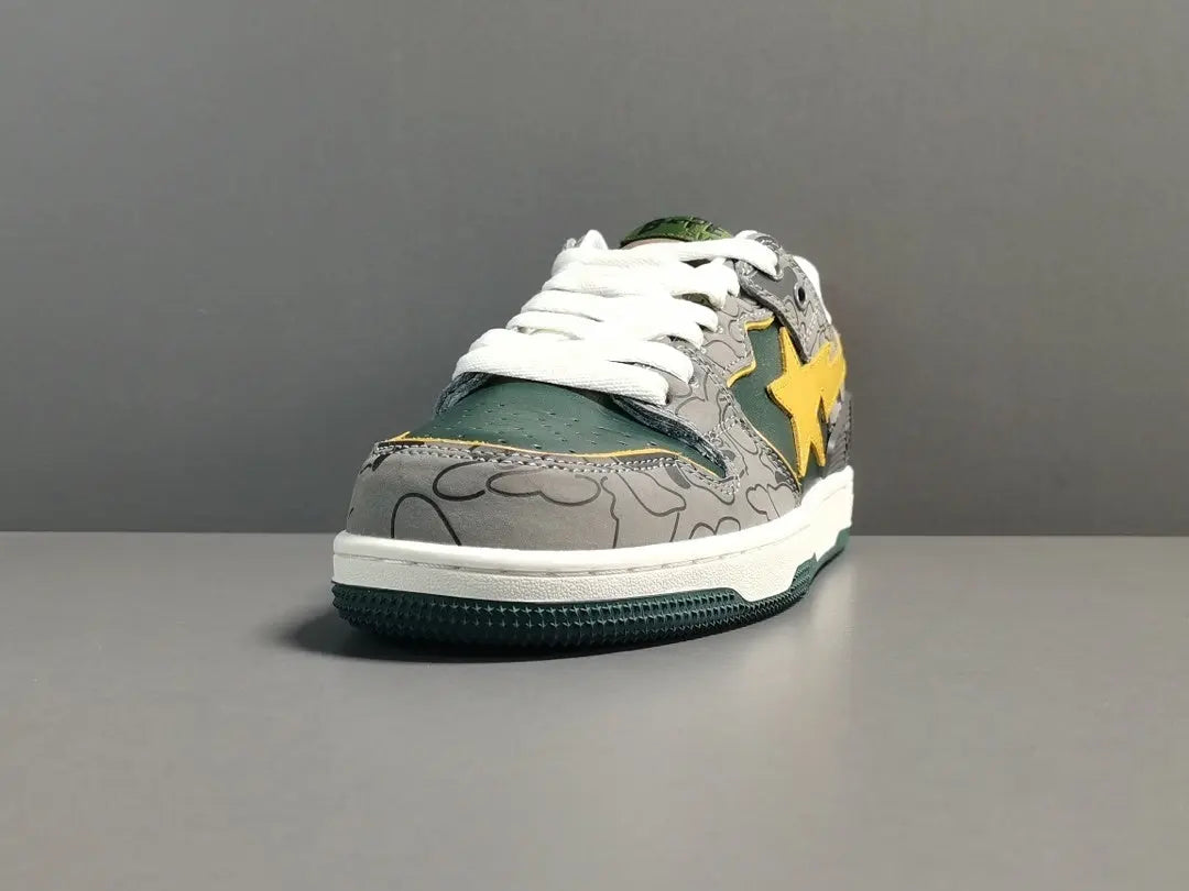 BAPE SK8 STA sneakers grey mustard yellow streetwear casual premium stylish shoes