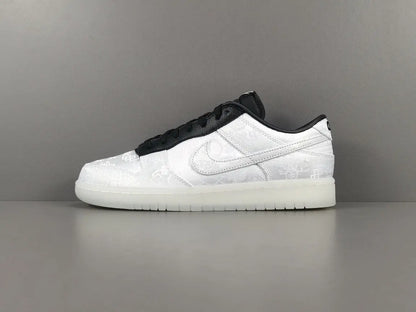 Nike Dunk Fragment White triple white low top sneaker clean side view