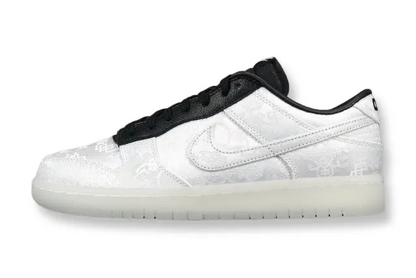 Nike Dunk Fragment White triple white low top sneaker clean side view