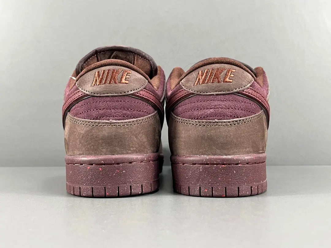 Nike SB Dunk City of Love Burgundy Crush sneakers side view premium burgundy suede