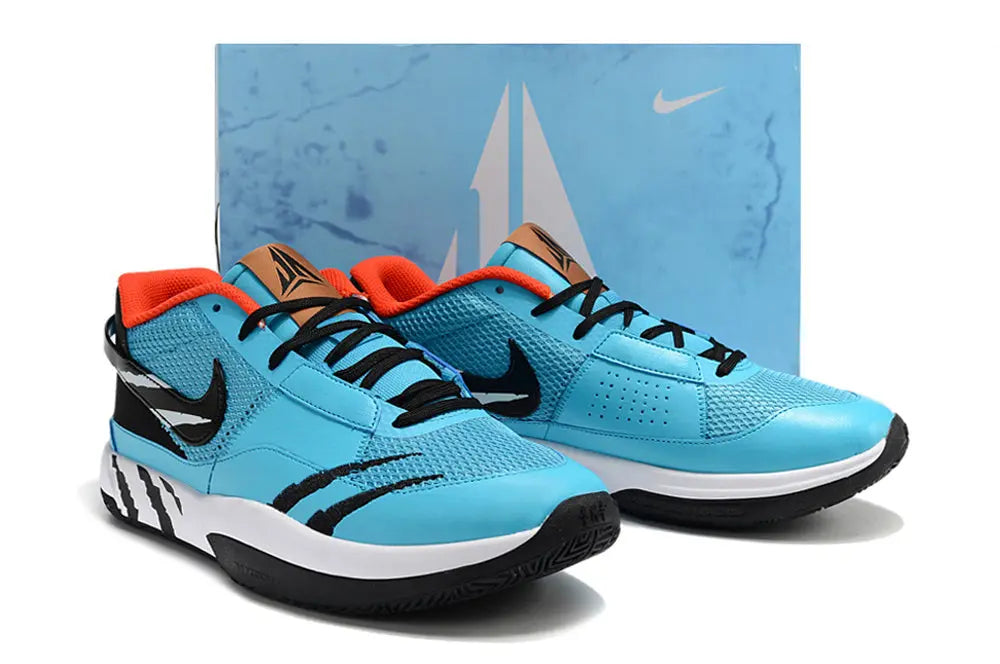 nike ja 1 x scratch basketball shoes side view with unique scratch colorway and performance design