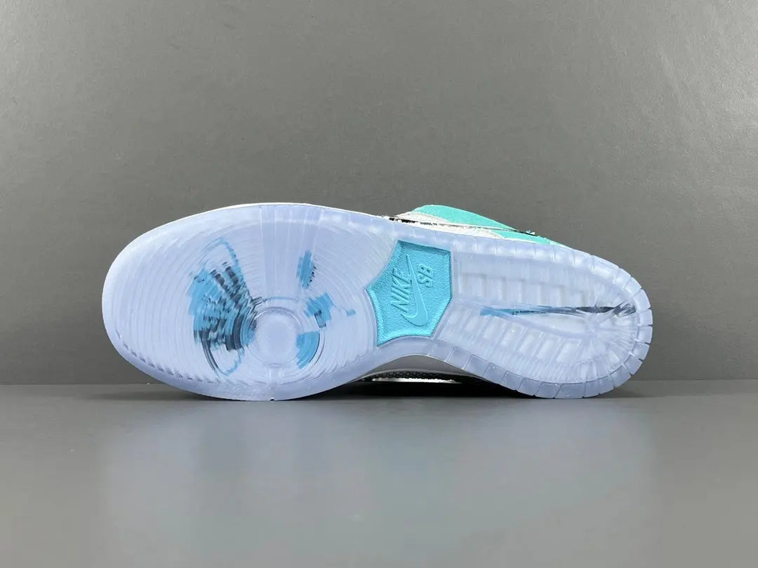 Nike SB Dunk April Skateboards white chrome swoosh low top sneaker
