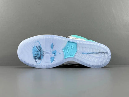 Nike SB Dunk April Skateboards white chrome swoosh low top sneaker