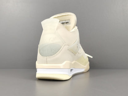 Off-White Jordan 4 Sail sneaker with translucent cage details and zip tie
