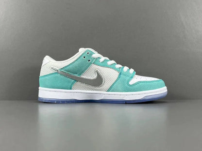 Nike SB Dunk April Skateboards white chrome swoosh low top sneaker