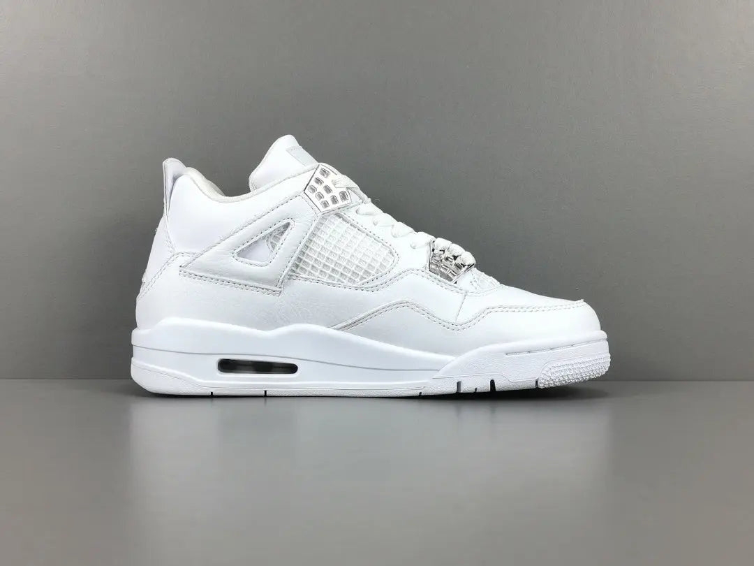 Jordan 4 Pure Money white metallic silver leather retro sneakers unisex premium
