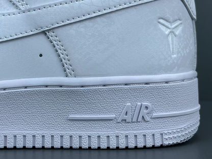 Nike Air Force 1 Kobe Bryant Forever white leather sneakers tribute design
