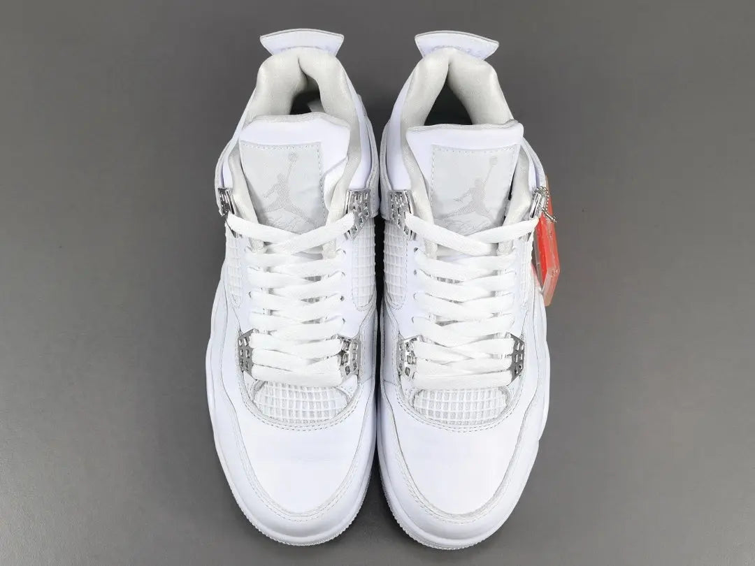 Jordan 4 Pure Money white metallic silver leather retro sneakers unisex premium

