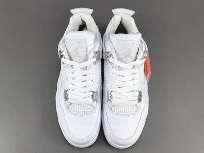 Jordan 4 Pure Money white metallic silver leather retro sneakers unisex premium
