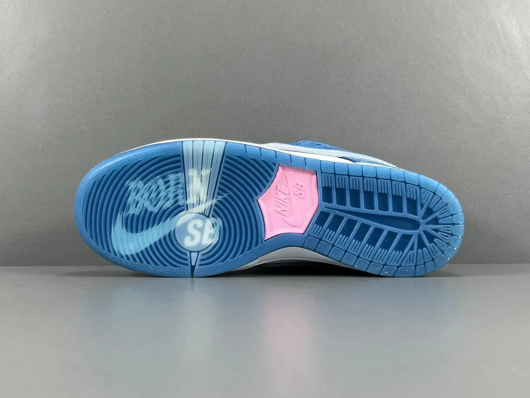 Nike SB Dunk Low Born X Raised One Block At A Time limited edition white blue silver sneaker