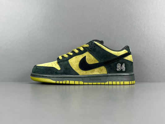 Nike SB Dunk Low x Supreme 94 Camper Green sneaker premium leather

