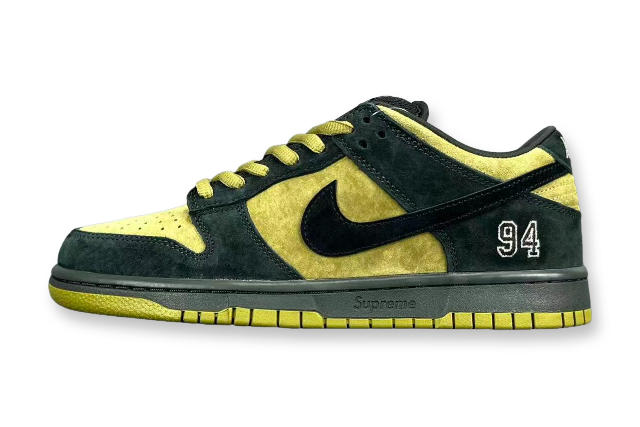 Nike SB Dunk Low x Supreme 94 Camper Green sneaker premium leather
