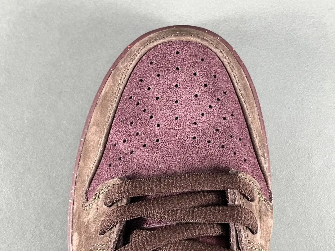 Nike SB Dunk City of Love Burgundy Crush sneakers side view premium burgundy suede