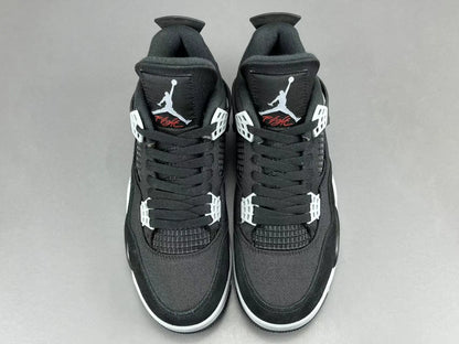 Air Jordan 4 Black Canvas black white sneakers premium men's shoes
