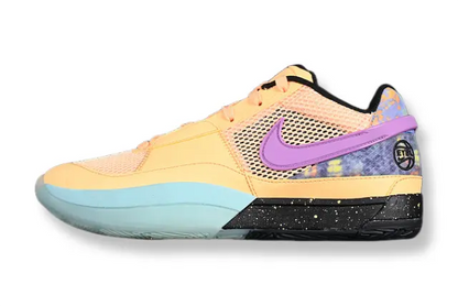 Nike Ja 1 x EYBL Melon Tint basketball shoes in vibrant orange colorway, lightweight performance sneakers for men with Zoom Air cushioning