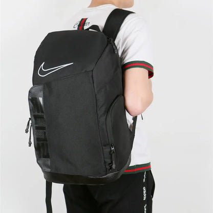 Black Nike Elite Pro basketball backpack with multiple compartments and padded straps

