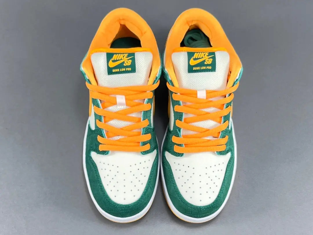 Nike SB Dunk Legion Pine Kumquat low top skate sneaker side view green orange