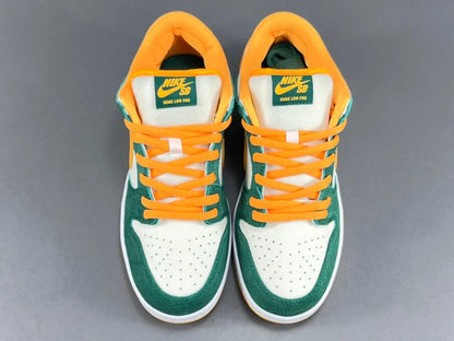 Nike SB Dunk Legion Pine Kumquat low top skate sneaker side view green orange