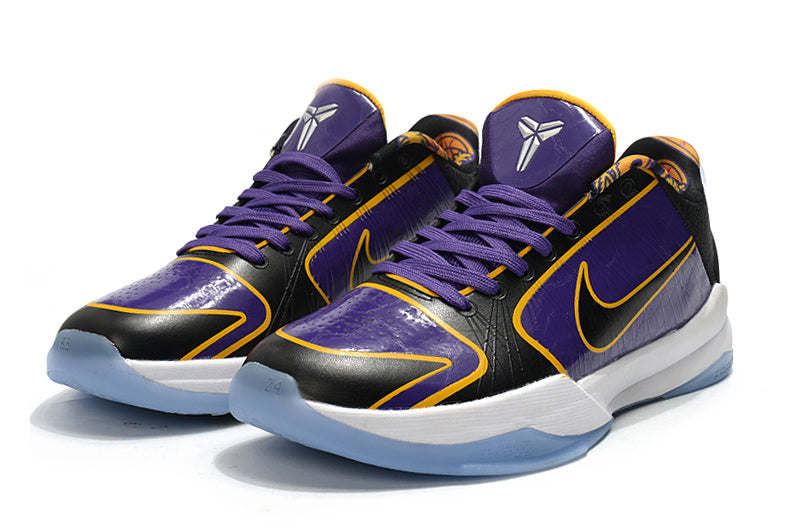 Nike Kobe 5 Protro Lakers edition basketball shoes in purple gold colorway
