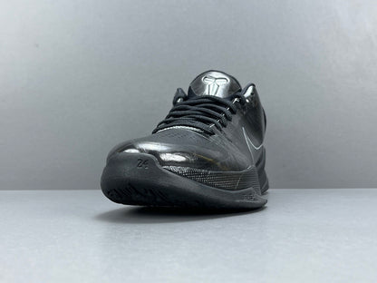 Nike Kobe 5 Blackout low-top basketball shoes in all-black stealth design colorway
