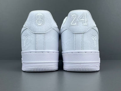 Nike Air Force 1 Kobe Bryant Forever white leather sneakers tribute design
