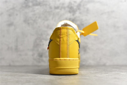 Nike Air Force 1 x Off-White ICA University Gold with deconstructed design details