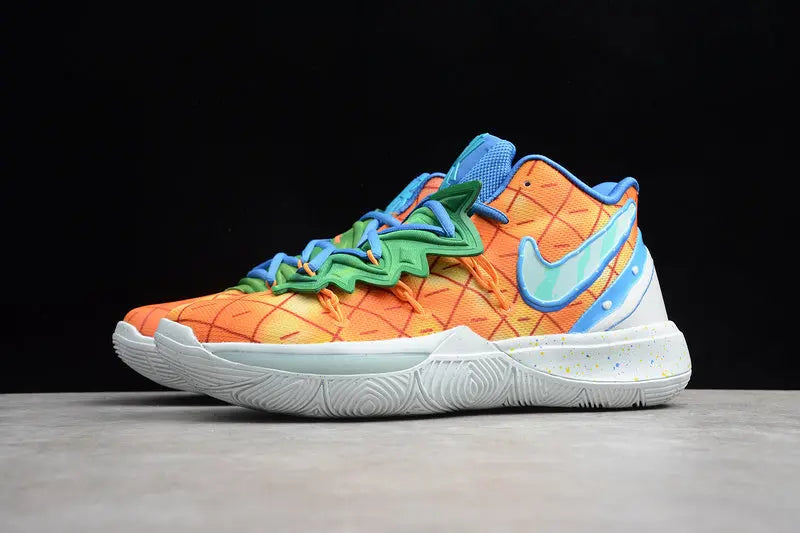 Nike Kyrie 5 x SpongeBob Pineapple House basketball shoes – orange textured sneakers inspired by SpongeBob home with Zoom Air cushioning