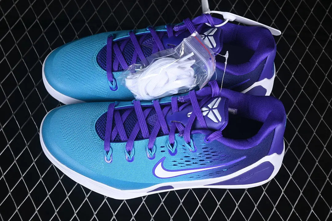 Nike Kobe 9 Elite Low EM Protro Draft Day purple and teal gradient basketball sneakers