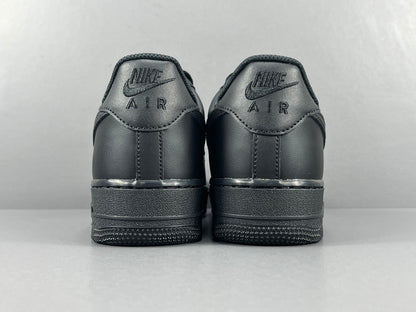 Nike Air Force 1 Black with classic silhouette, smooth leather upper, and all-black finish