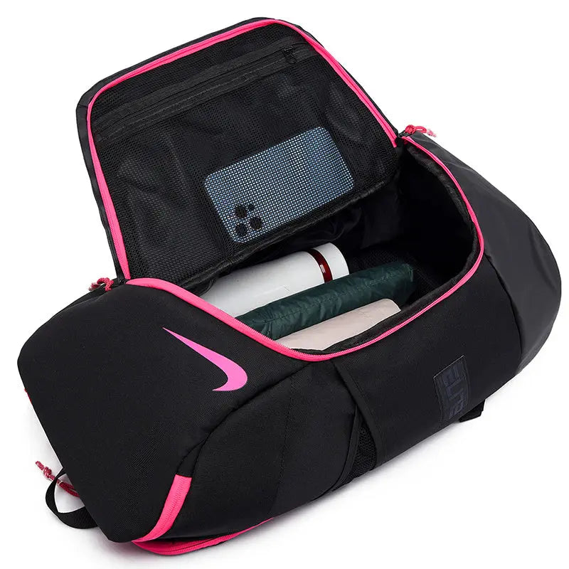 Nike Hoops Elite Pro backpack black pink front view