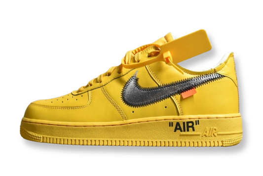Nike Air Force 1 x Off-White ICA University Gold with deconstructed design details