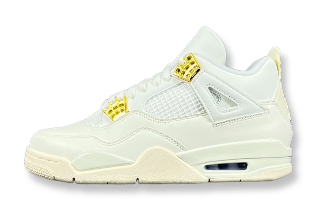 Air Jordan 4 Metallic Gold sneakers side view luxury retro basketball shoes