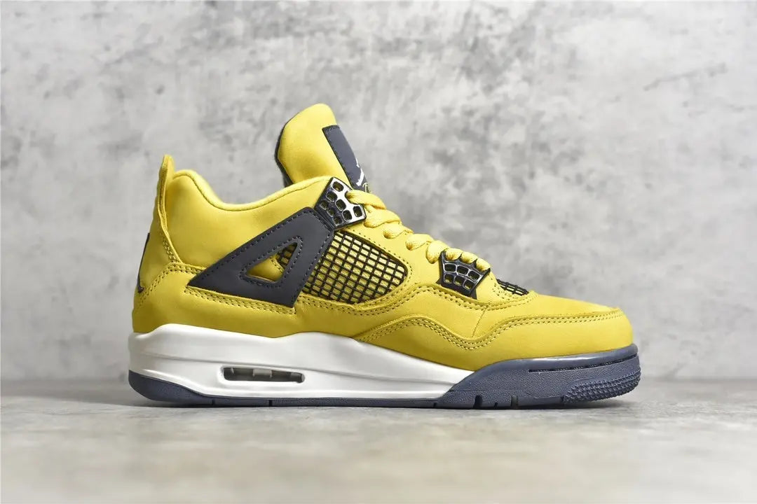 Air Jordan 4 Lightning yellow black sneakers premium men's shoes
