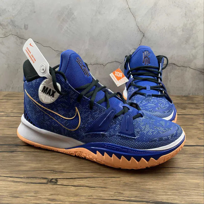 Nike Kyrie 7 x Sisterhood basketball shoes – blue Hyper Royal sneakers with Melon Tint accents and Zoom Air cushioning for performance