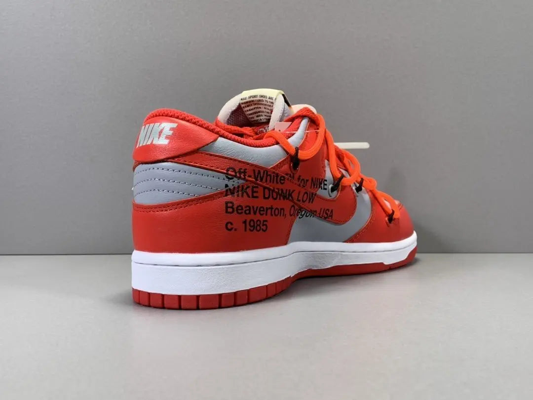 Nike Dunk Off White University Red grey low top sneaker side view