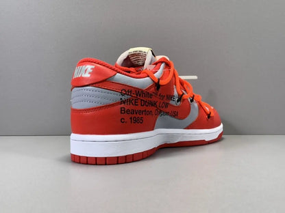 Nike Dunk Off White University Red grey low top sneaker side view