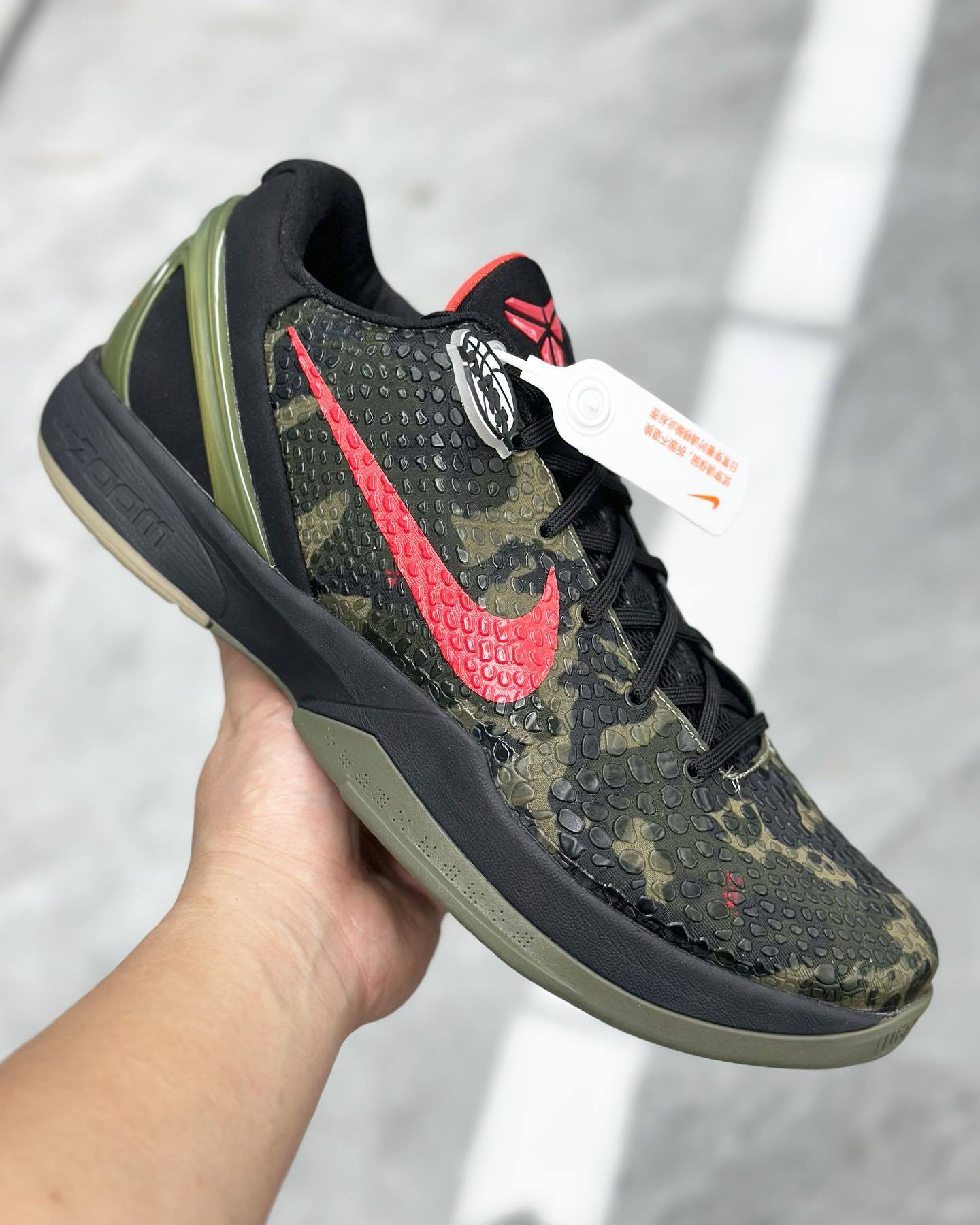 Nike Kobe 6 Italian Camo basketball shoes featuring military inspired camouflage pattern
