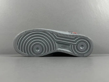 Nike Air Force 1 x Off-White custom grey sneaker with deconstructed design and zip tie
