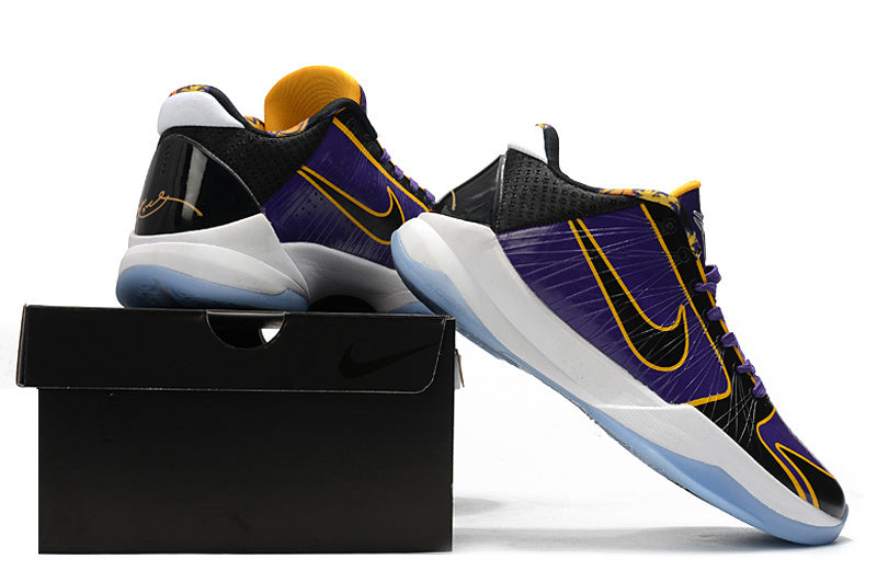 Nike Kobe 5 Protro Lakers edition basketball shoes in purple gold colorway

